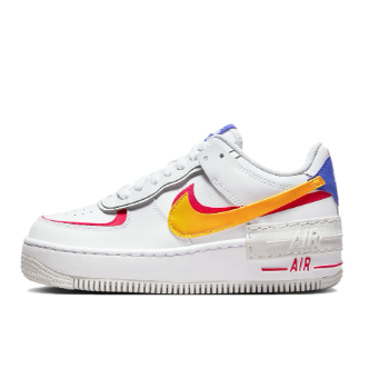 Nike Air Force 1 Shadow 耐磨透气 低帮 板鞋 女款 白黄红 L14仓