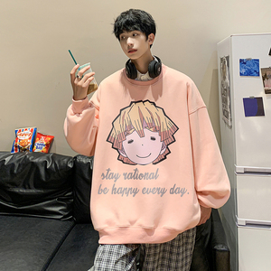 主推情侣装2025新款圆领套头港风长袖卫衣休闲外套男潮WY2314-P43，女装短外套，电商B295