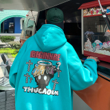 潮牌高街2025新款连帽卫衣男秋季休闲痞帅印花男装上衣LM4903-P48，男装卫衣，电商B295