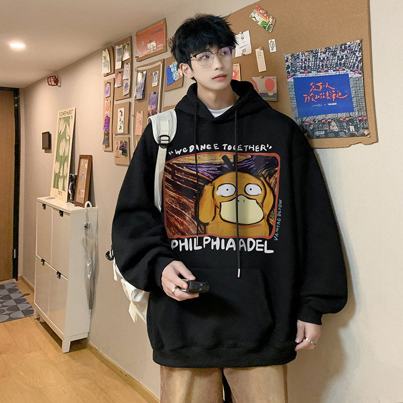 抖音供货！港风潮流连帽卫衣男大码卡通印花宽松外套男LM6103-P48图片