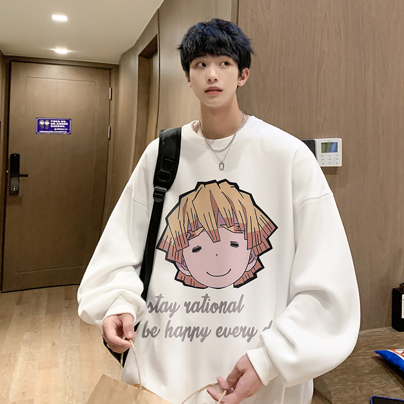 抖音供货2025新款圆领港风卫衣卡通印花宽松大码上衣男WY2314-P43，男装卫衣，电商B295