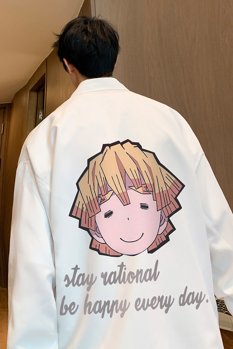 长袖衬衫男秋季新款港风宽松休闲潮流印花长袖衬衣外套男CS14-P45,男装衬衫,电商B295