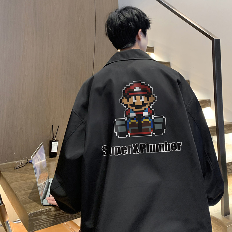 2025秋季新款潮流ins翻领夹克男潮大码宽松休闲外套JK2202-P78,男装夹克,电商B295