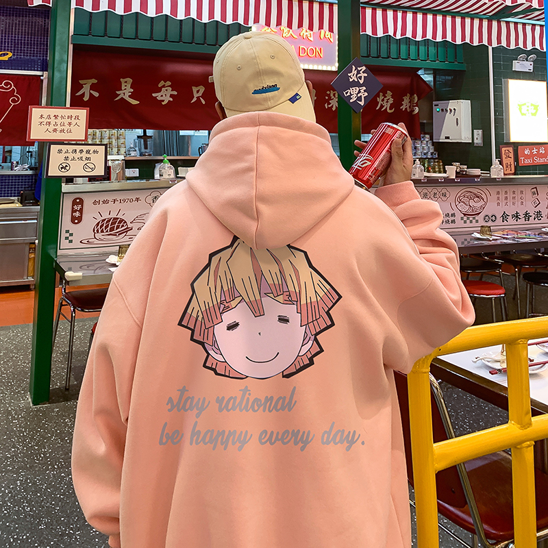 连帽卫衣男秋季港风宽松潮流ins休闲卡通印花上衣外套LM1403-P48，女装短外套，电商B295