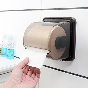 卫生间厕所纸巾盒免打孔创意卷纸架吸盘壁挂式 纸筒厕纸盒家用防水