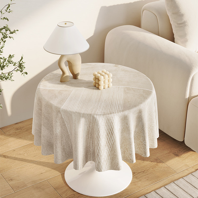 奶油风圆桌桌布高级感餐桌垫免洗防油防水大圆形茶几垫台布摆台布,居家布艺,桌布,淘宝优惠券,粉丝福利购,淘宝优惠卷