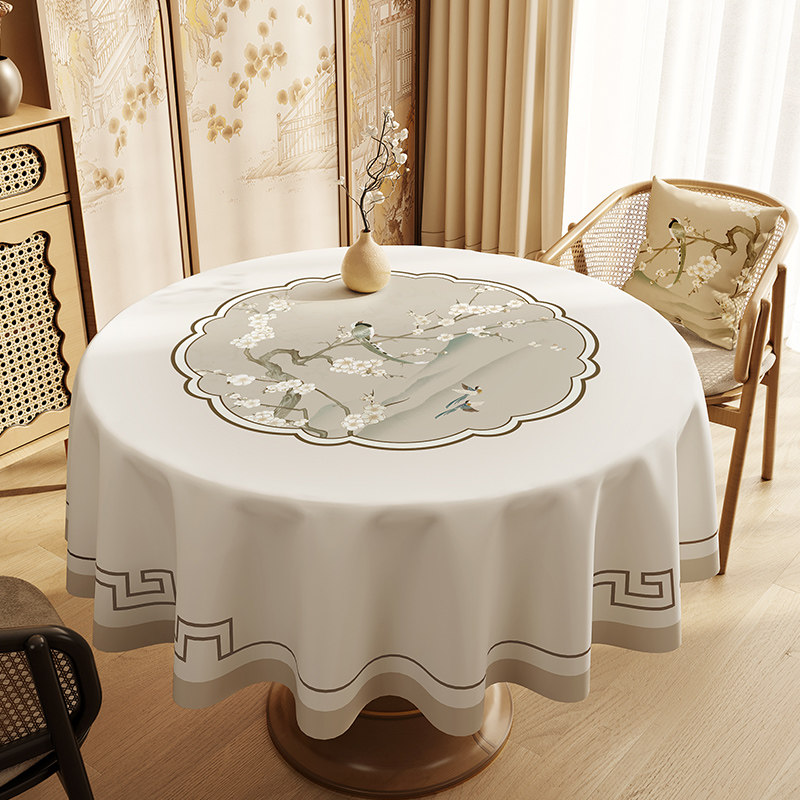 新中式氛围感桌布防水防油免洗圆桌布大圆桌台布防烫饭店餐桌垫布,居家布艺,桌布,淘宝优惠券,粉丝福利购,淘宝优惠卷