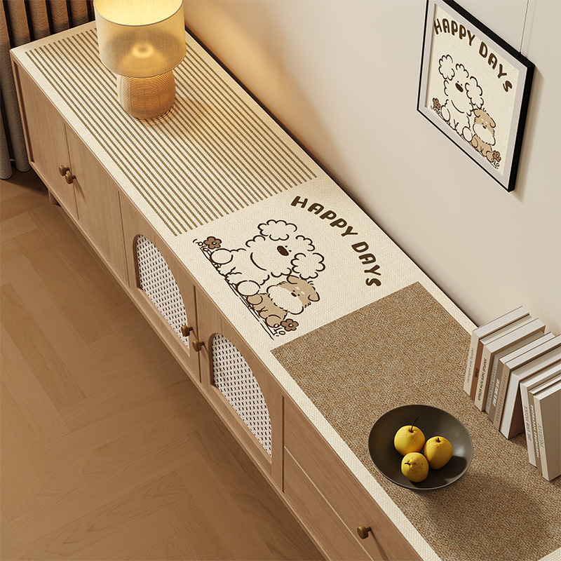 日式电视柜桌垫台面保护垫餐边柜垫桌布鞋柜边柜茶几新款长条轻奢