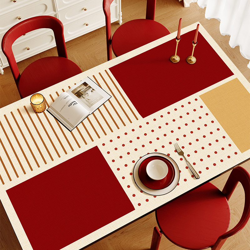 红色餐桌垫新年桌布防水防油免洗高级茶几桌垫防烫桌面保护垫新款,居家布艺,桌布,淘宝优惠券,粉丝福利购,淘宝优惠卷
