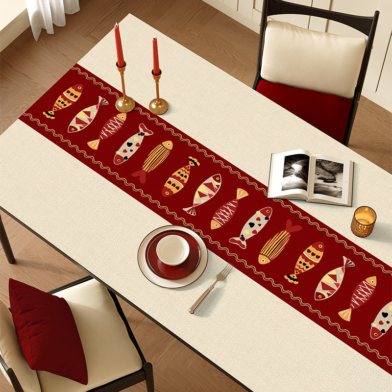 新年桌垫红色桌布鱼免洗防水防油新款茶几垫餐桌垫保护垫防烫垫,居家布艺,桌布,淘宝优惠券,粉丝福利购,淘宝优惠卷