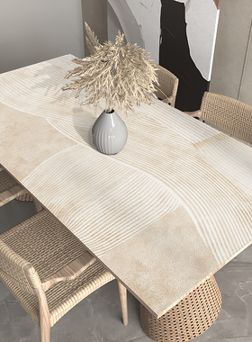 侘寂风桌布防水防油免洗防烫隔热pvc皮革茶几餐桌垫轻奢高级感