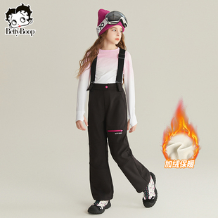 贝蒂童装女童加绒滑雪背带裤冬季2026年新款女大童时尚运动长裤子