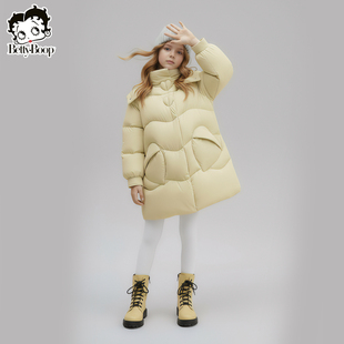贝蒂女童白鸭绒加厚中长款羽绒服2026年冬季女大童儿童甜美外套