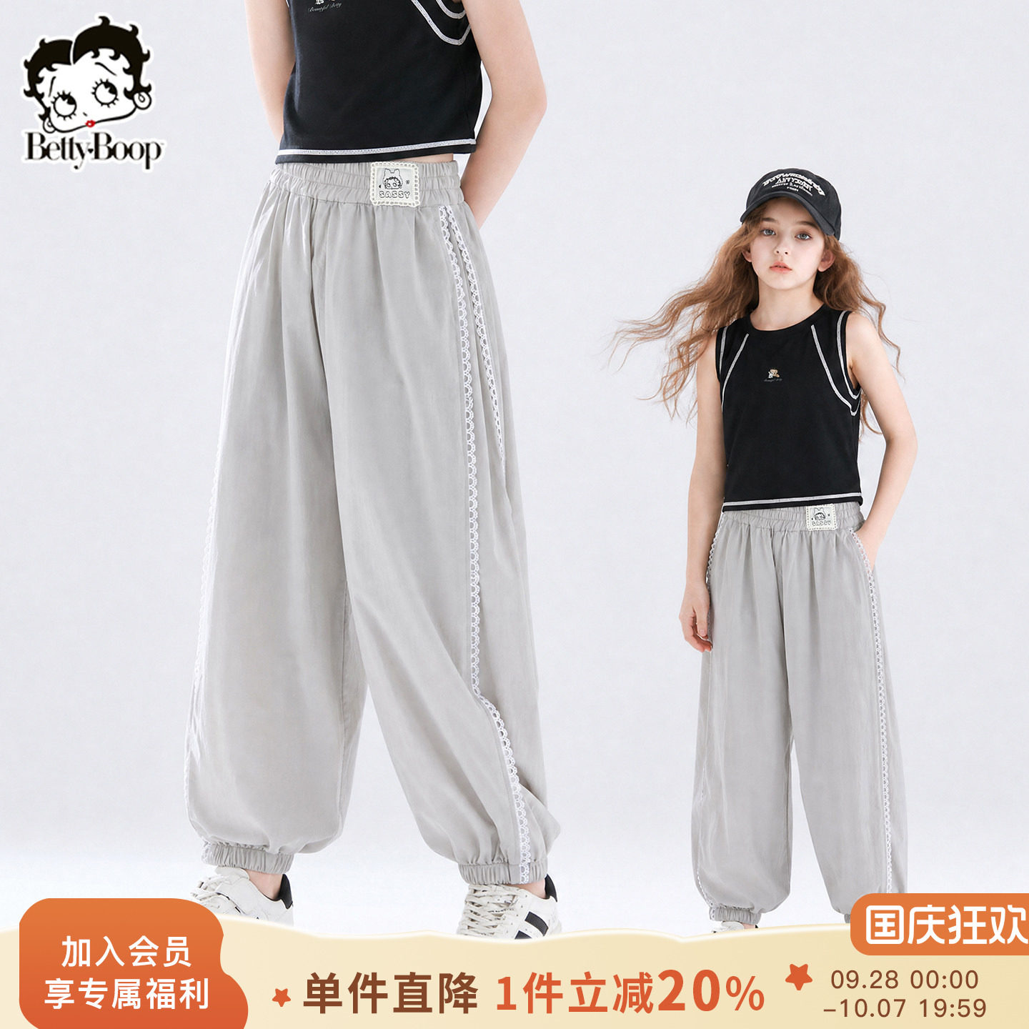 贝蒂童装女童原纱防晒防蚊裤2026夏款儿童中大童UPF100+束脚裤子图片