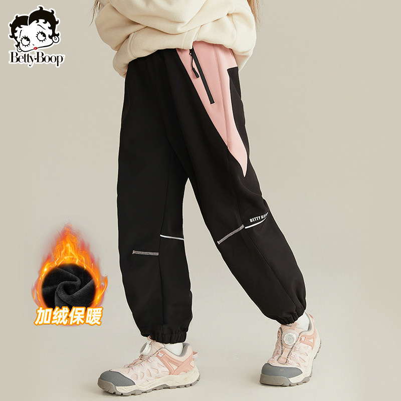 贝蒂女童加绒加厚时尚裤子秋冬卫裤2026年新款儿童束脚休闲运动裤