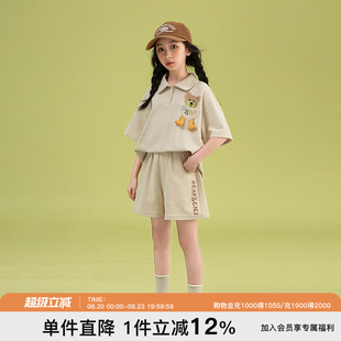 女童夏季运动POLO衫短袖T恤套装2026新款衣服夏款儿童休闲两件套