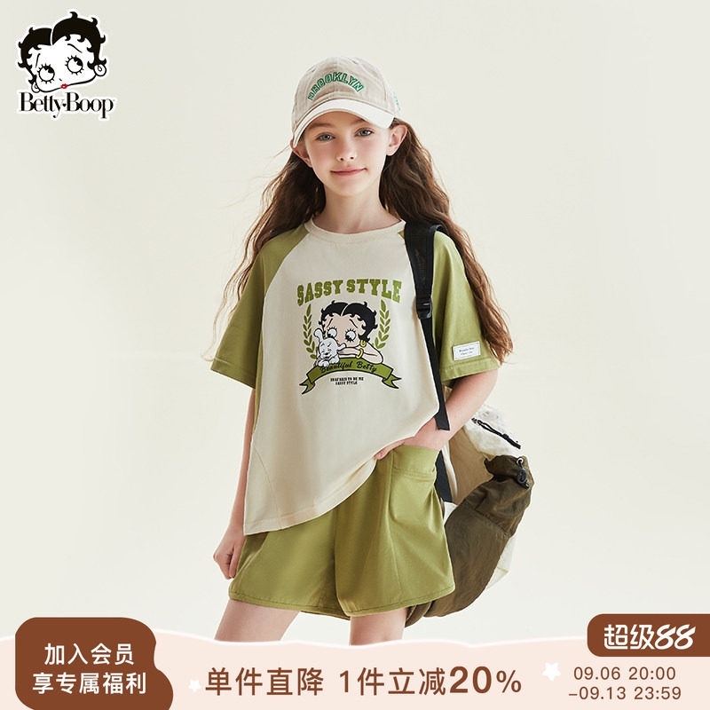 贝蒂童装女大童夏天短袖T恤运动套装2026夏装新款儿童洋气两件套图片