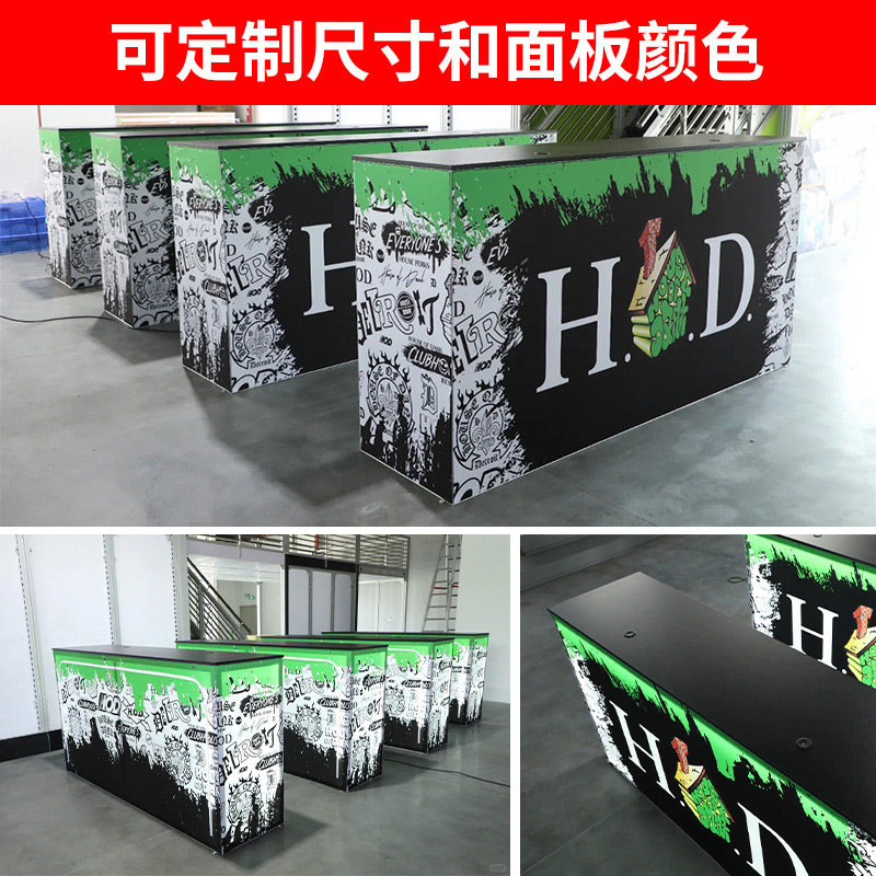 出口便携式折叠灯箱升降前台桌子展位灯箱LED发光背景墙展会展览
