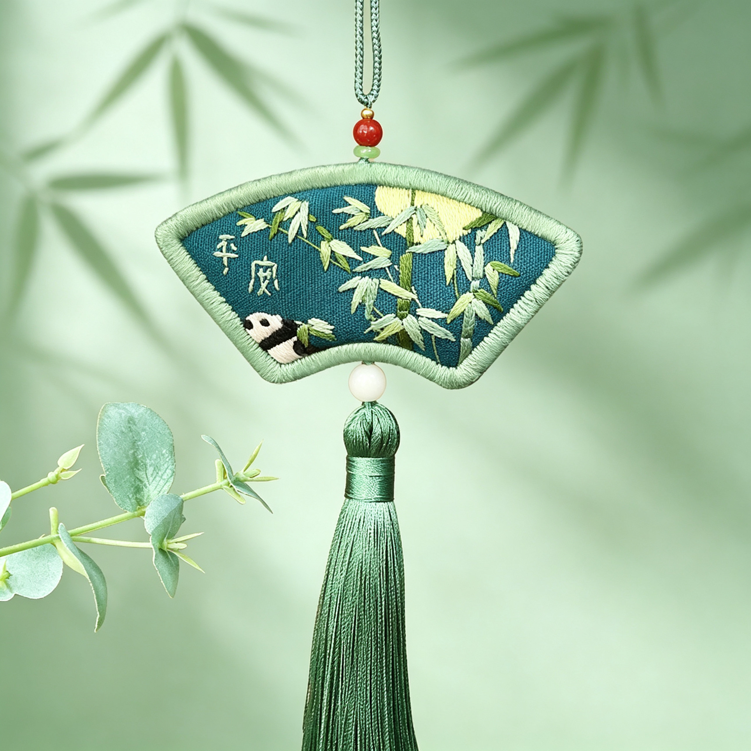 扇形平安符手工刺绣套件装零基础带教程流苏香包车载随身祈福礼物
