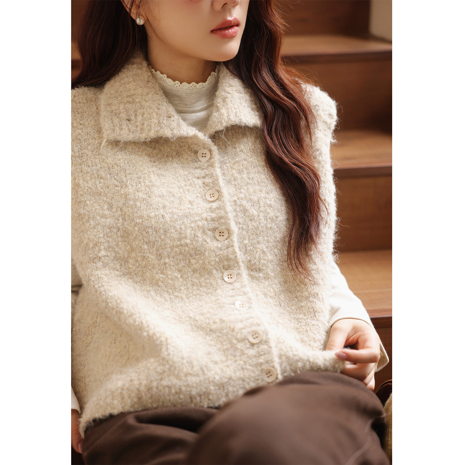 JOCOCHIC韩版高领针织毛衣背心