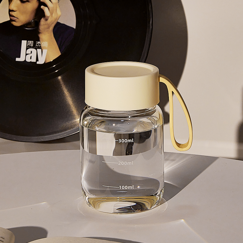 玻璃杯水杯女生高颜值便携咖啡杯早餐杯刻度暖手随手杯子牛奶杯