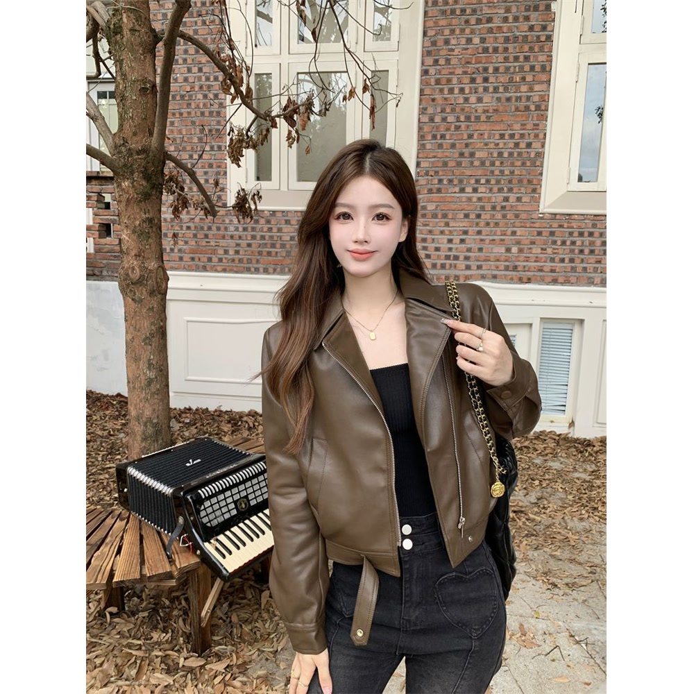 春秋短款PU皮显瘦百搭皮衣女