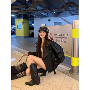 欧货复古高级感皮衣外套女2026年早秋新款 设计感pu夹克机车服上衣