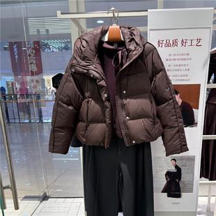 MM商场同款2025冬新款百搭宽松保暖乌梅紫鸭绒羽绒服女1GB180573