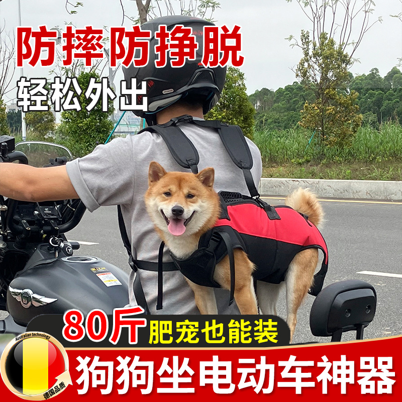 狗狗坐电动车外出神器大狗骑摩托宠物背包外出双肩便携包背带固定