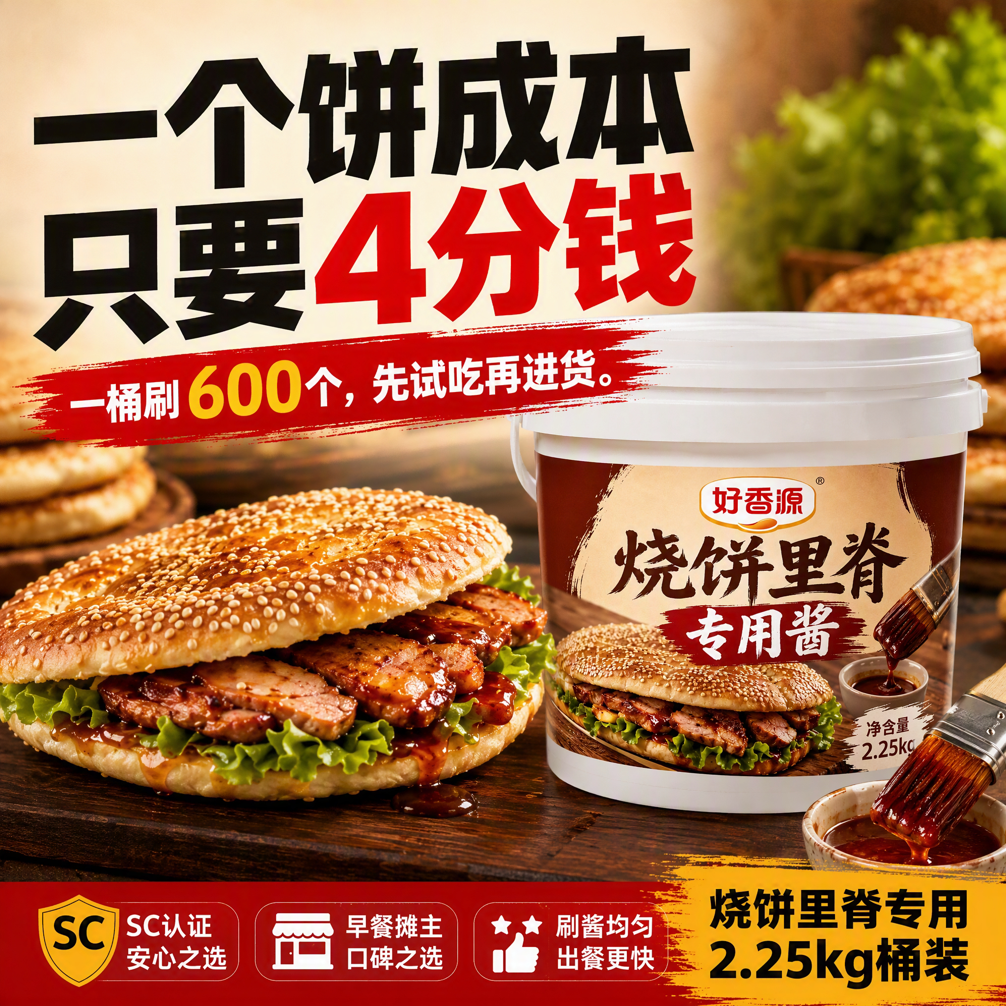烧饼里脊酱商用桶装煎饼摊专用酱料手抓饼酱料早餐店专用好香源