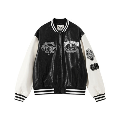 谢帝同款CoupleHunnid CH 美杜莎皮夹克时尚潮牌棒球服外套百搭
