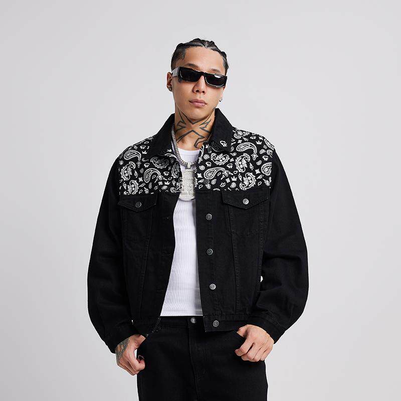 谢帝同款CoupleHunnid 腰果花拼接牛仔套装潮流休闲上衣外套裤子,运动服/休闲服装,运动套装,淘宝优惠券,粉丝福利购,淘宝优惠卷