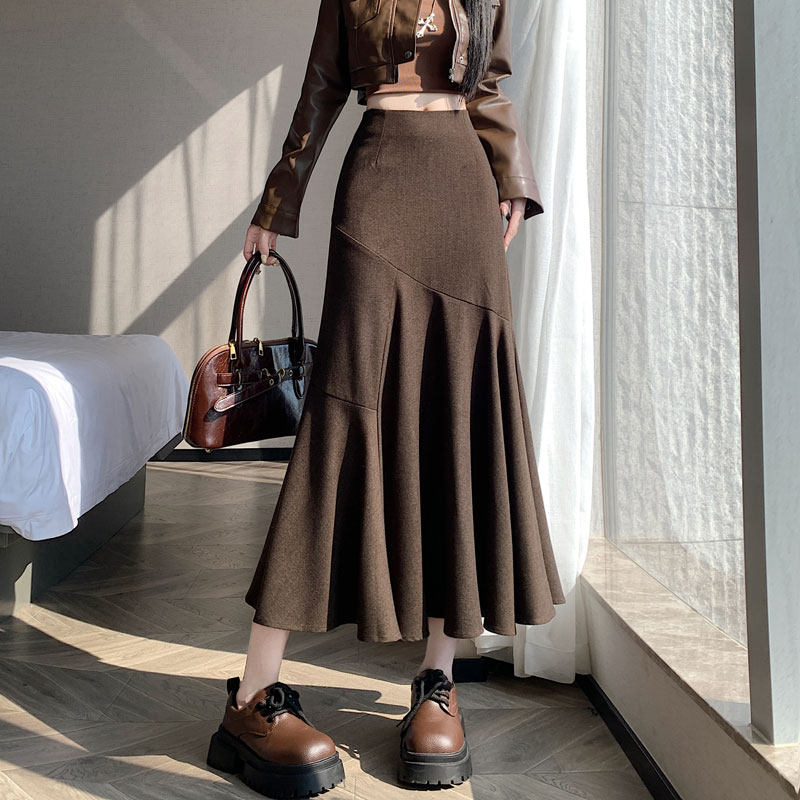 鱼尾半身裙女2026年春季新款高腰垂感显瘦a字包臀中长款休闲裙子