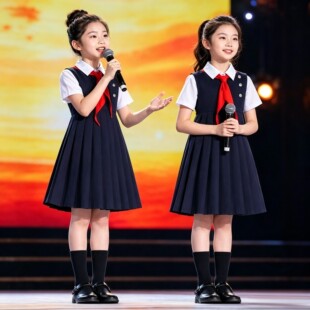 小学生朗诵演出服女童大合唱比赛表演服班服幼儿园演讲服装中大童