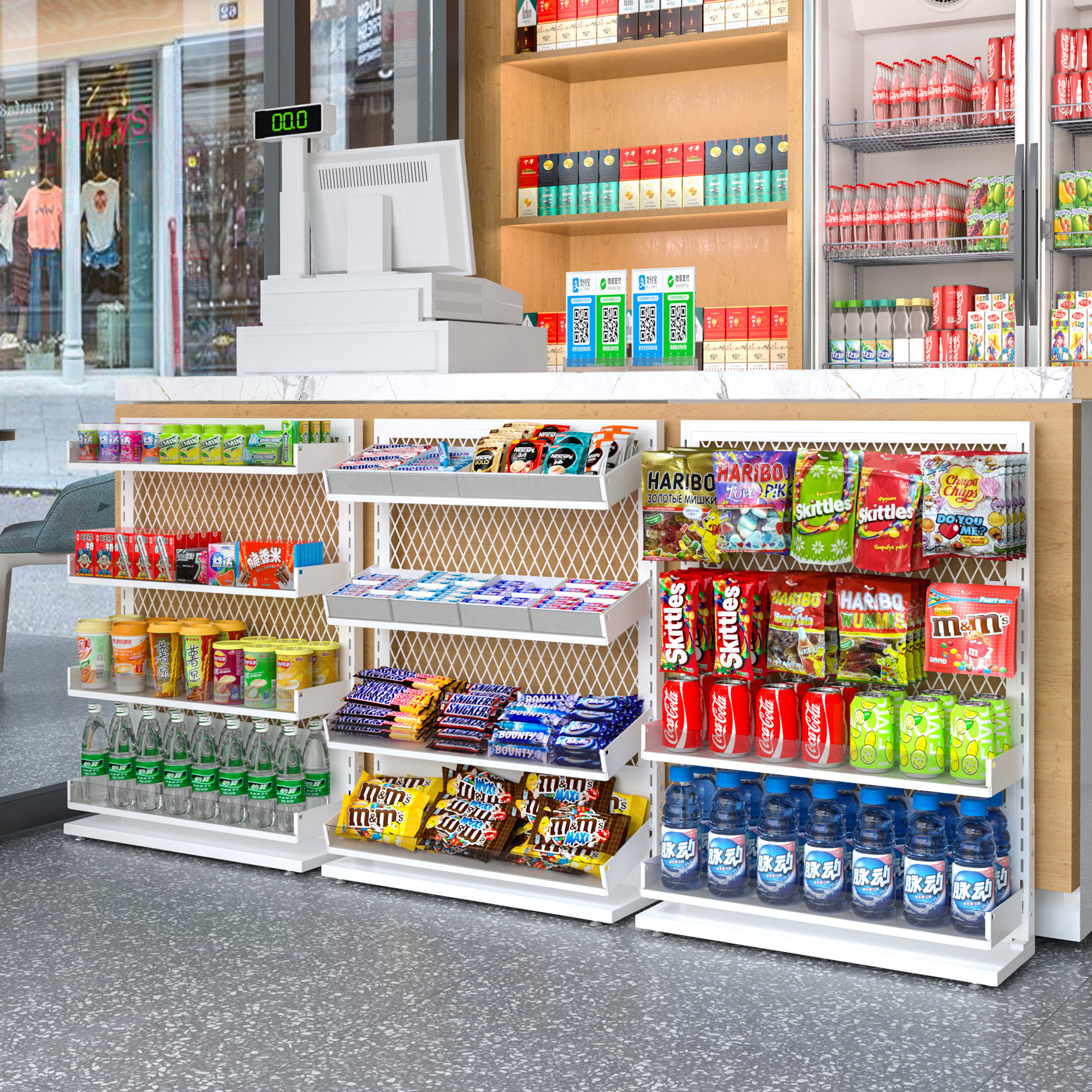 便利店超市收银台前商品可伸缩高度展示架多层小卖部零食饮料摆放,商业/办公家具,超市货架,淘宝优惠券,粉丝福利购,淘宝优惠卷