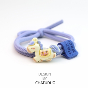 创意2026新款可爱卡通小马发圈立体甜美小女生头绳女儿童扎头发饰