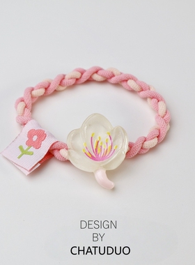 森系仙美桃花橡皮筋高弹力耐用发圈少女心头绳扎丸子头发绳头饰女