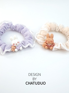 日系甜美可爱小兔子奶油小肠圈扎头发新款橡皮筋发圈头绳女孩发饰