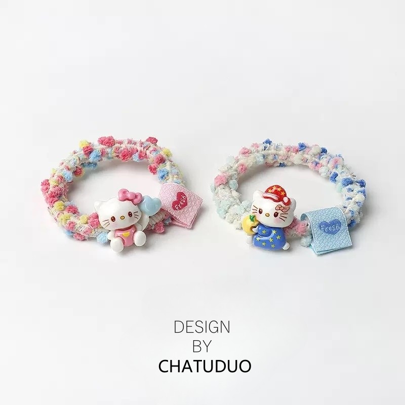 可爱Kitty猫彩色发圈卡通百搭扎发元气少女头绳发绳甜美发圈发饰