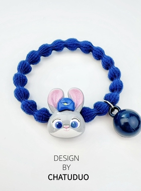 可爱卡通兔子警官橡皮筋头绳2025新款发圈女扎丸子头少女学生头饰