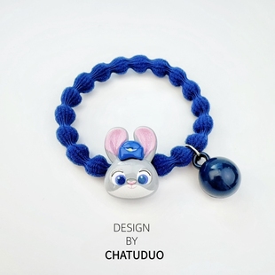 可爱卡通兔子警官橡皮筋头绳2025新款 发圈女扎丸子头少女学生头饰