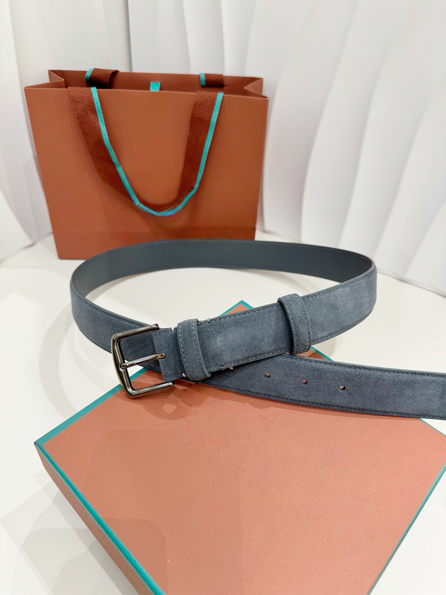 thumbnail for Suede belt suede belt men's belt women's pin buckle LP P cowhide leather trouser belt Alsavel suede belt