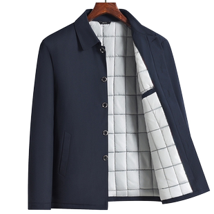 爸爸外套男春秋款老人父亲秋装上衣秋冬中老年男装加棉加厚夹克衫