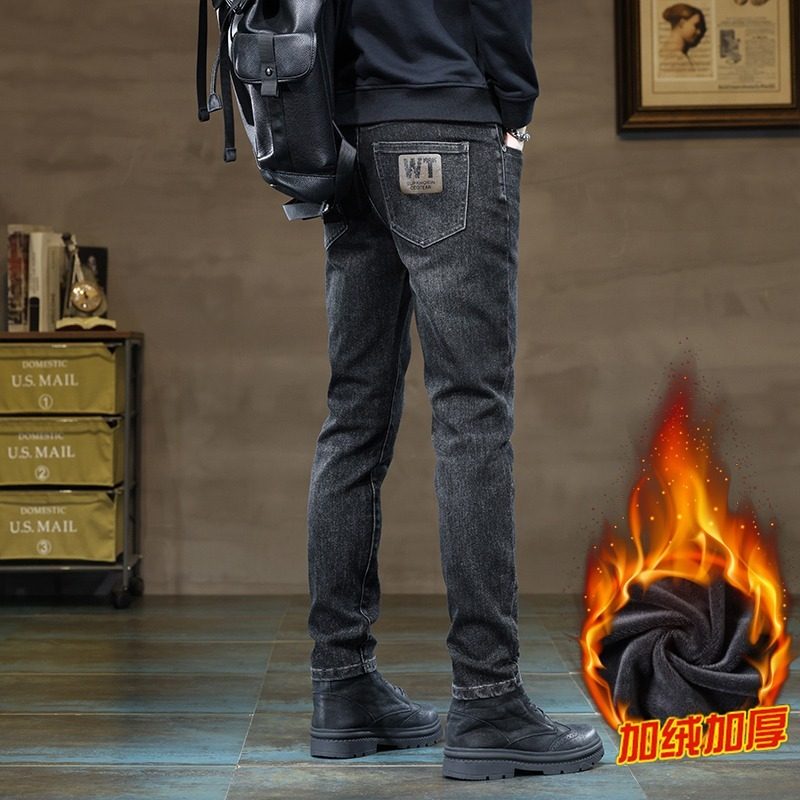 秋冬季牛仔裤男士保暖加绒加厚弹力直筒松紧腰百搭休闲长裤子男款,男装,牛仔裤,淘宝优惠券,粉丝福利购,淘宝优惠卷