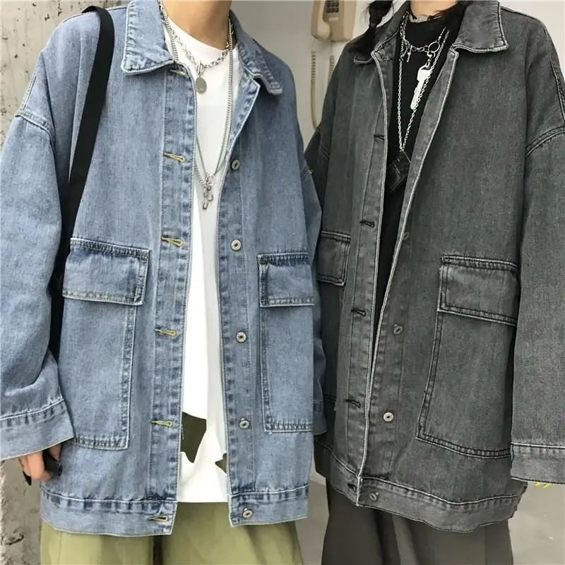 美式简约复古牛仔外套潮流春秋季韩版学生宽松显瘦复古上衣男女,男装,牛仔外套,淘宝优惠券,粉丝福利购,淘宝优惠卷