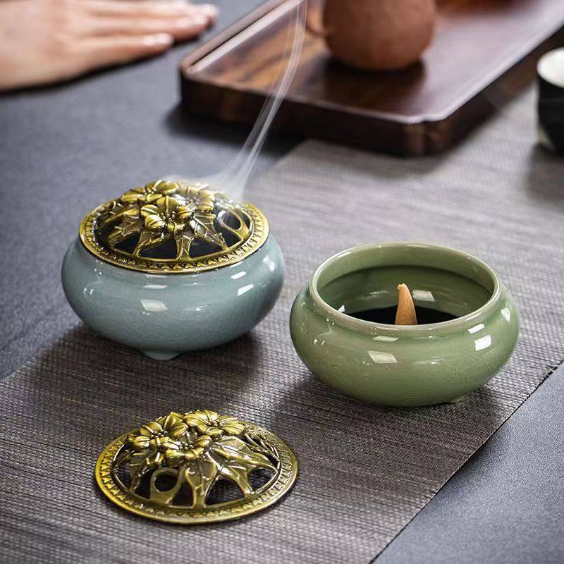 陶瓷小号香炉家用檀香盘香沉香熏香炉室内器盒蚊香盘托茶道香薰炉,家居饰品,香薰炉,淘宝优惠券,粉丝福利购,淘宝优惠卷