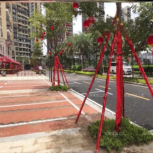 红色烫金布料物业包树包柱子包墙布别墅园林装饰纸金纸缠绕金箔纸