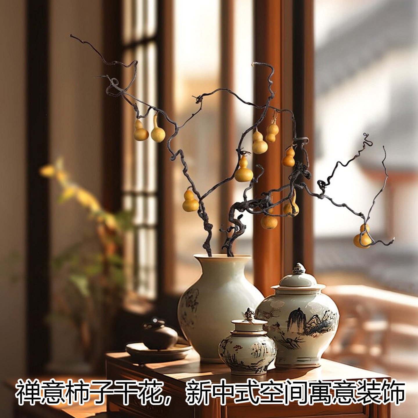 禅意龙枣干支树枝插花摆件