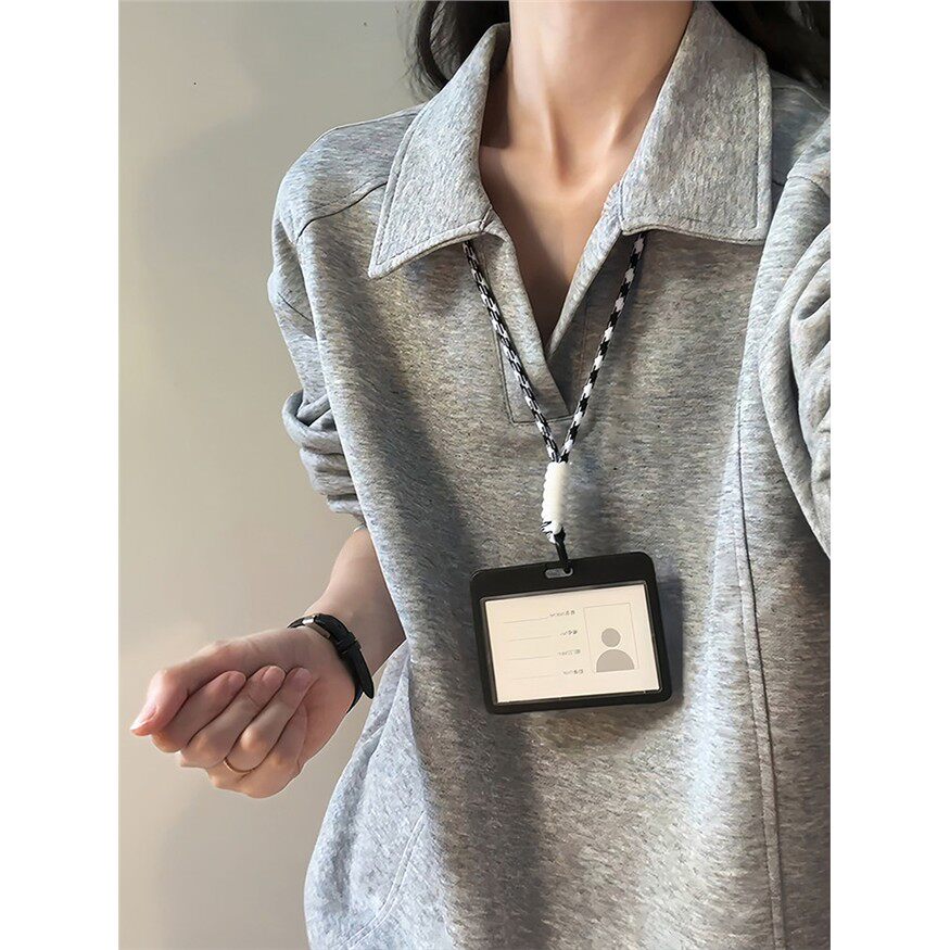 美式正肩长袖polo衫男女青少年秋季慵懒风v领卫衣翻领内搭打底衫