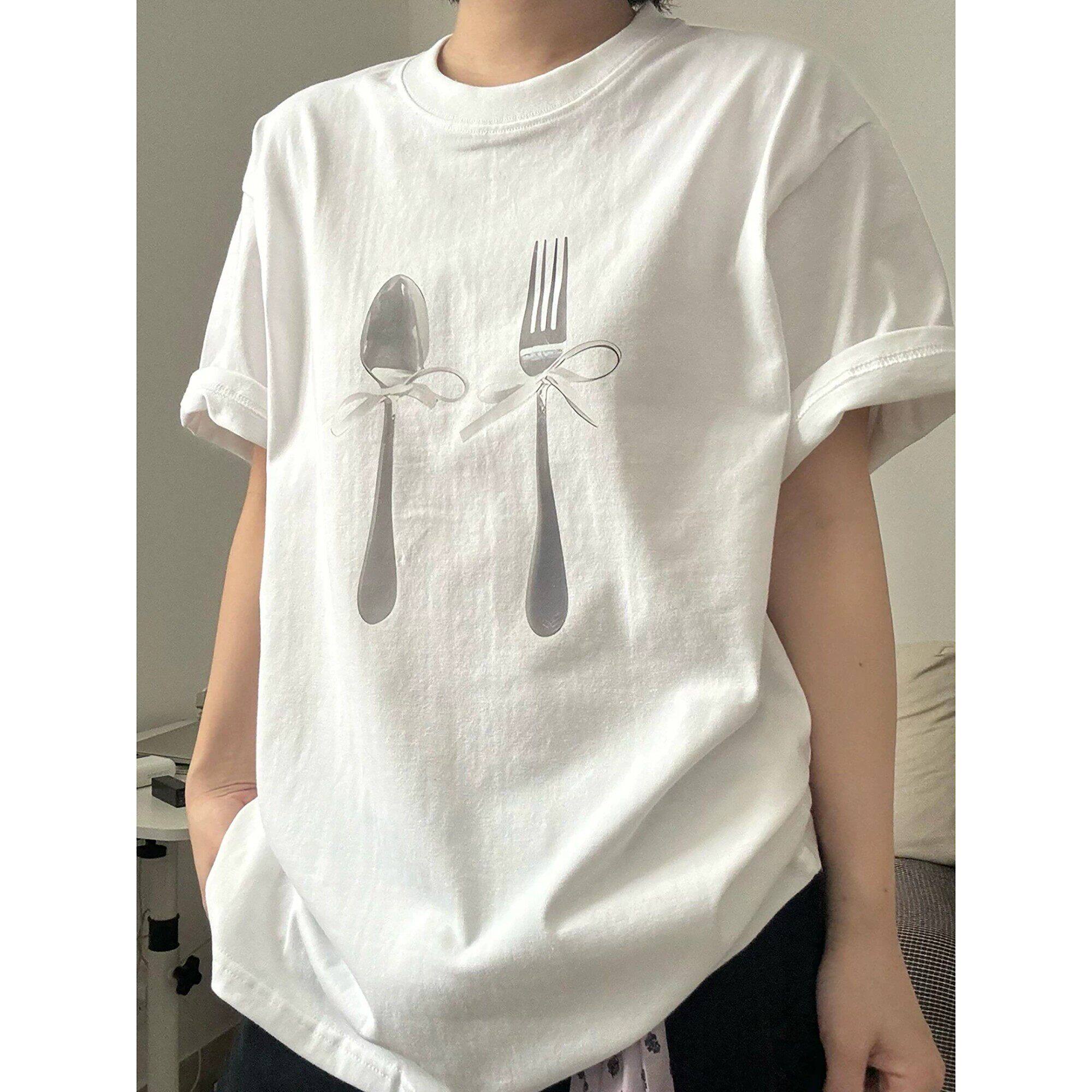 100%纯棉高质量 美式复古短袖t恤夏季宽松白色大尺码上衣  男女可